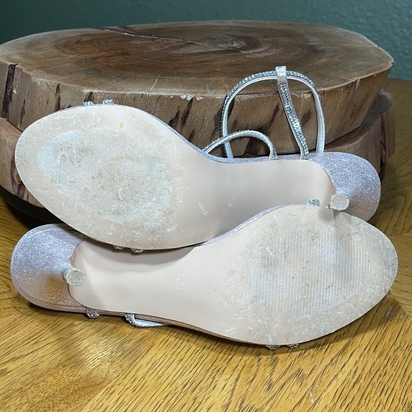 David’s Bridal Lyla Rose Gold Crystal Embellished Crisscross Skinny Strap Heels - Picture 14 of 16